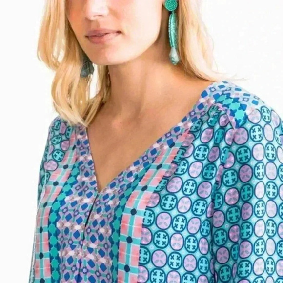 NWT Southern Tide Evelyn Top - Tropical Palm Green - Picture 2 of 3